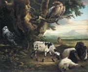 Philip Reinagle Birds of Prey, Goats and a Wolf, in a Landscape oil